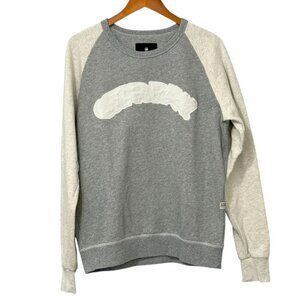 G-Star Raw Sweatshirt Gray White Raglan Sleeves Embroidered Logo Men's Size L